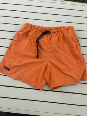 Columbia Men's Orange Swim Trunks with Navy Drawstring